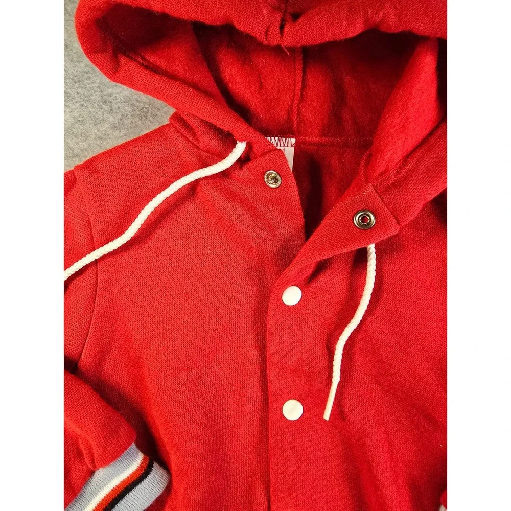 Vintage Sears 18-24m Medium Red Hooded Varsity Jacket Pants Set 80s Athleisure
